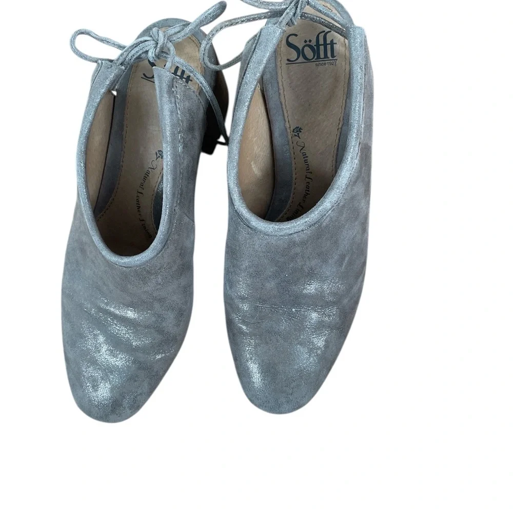 Sofft Womens Metallic Silver Suede tie Back Mule Pump Clog Size‎ 9